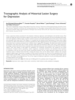 Tractographic Analysis of Historical Lesion Surgery for Depression