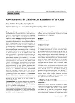 Onychomycosis in Children: an Experience of 59 Cases Ann Dermatol Vol