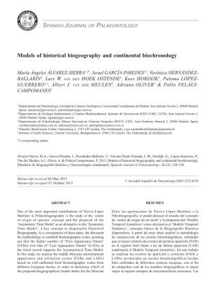 Models of Historical Biogeography and Continental Biochronology