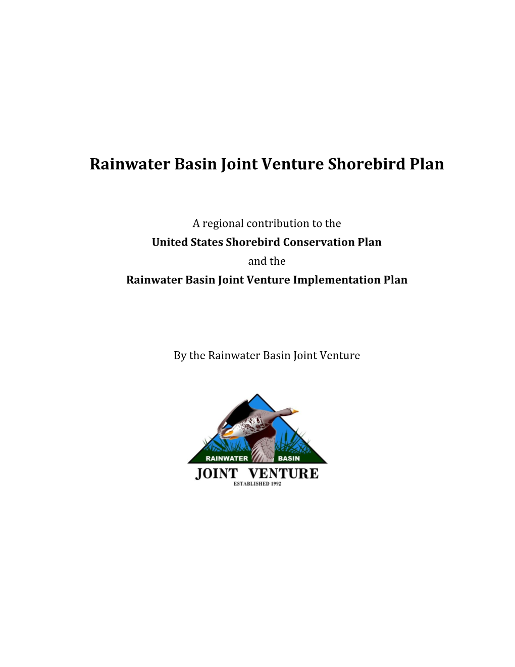 Rainwater Basin Joint Venture Shorebird Plan