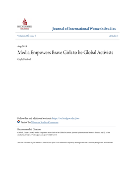 Media Empowers Brave Girls to Be Global Activists Gayle Kimball