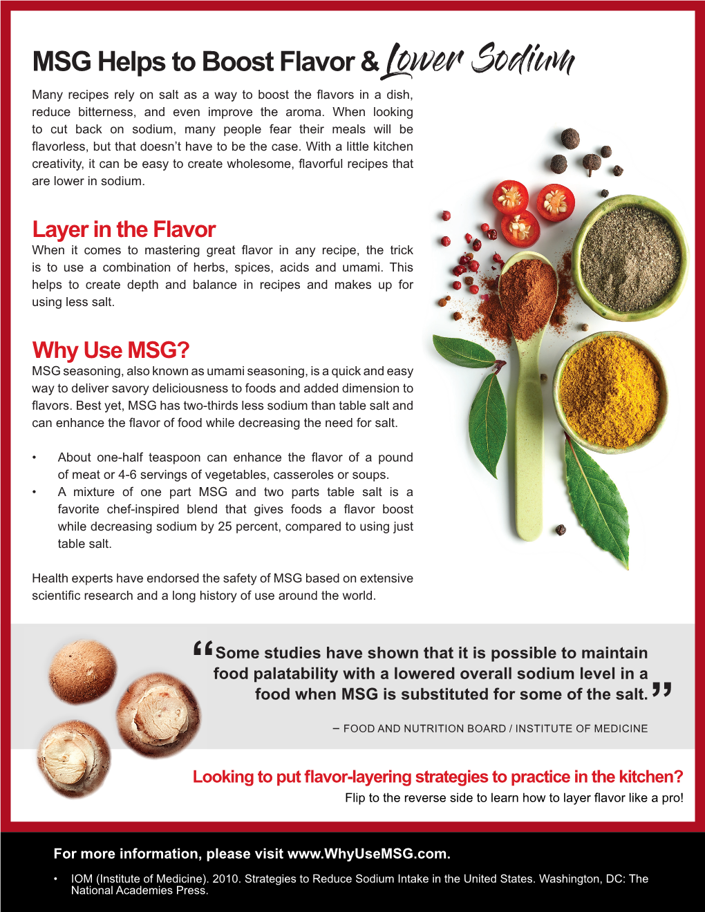 MSG Helps to Boost Flavor & Lower Sodium Read More