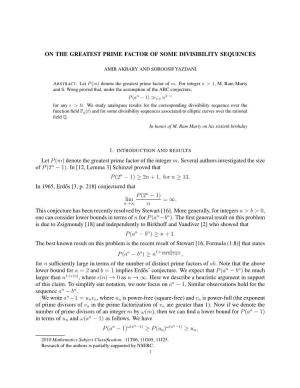 On the Greatest Prime Factor of Some Divisibility Sequences