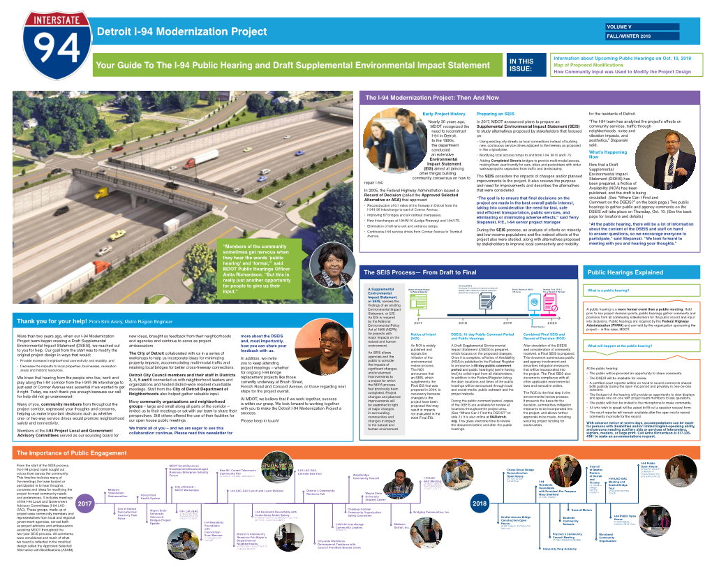 Detroit I-94 Modernization Project FALL/WINTER 2019