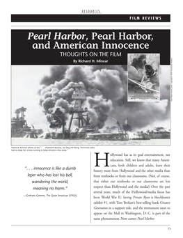 Pearl Harbor, Pearl Harbor, and American Innocence: Thoughts On