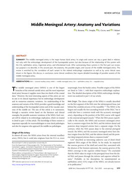 Middle Meningeal Artery: Anatomy and Variations