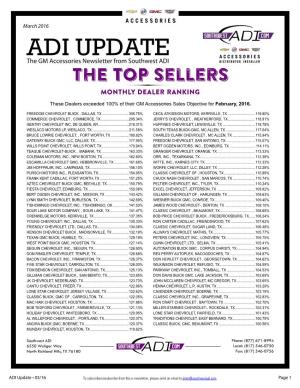 ADI UPDATE the GM Accessories Newsletter from Southwest ADI the TOP Sellers MONTHLY DEALER RANKING