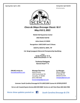 Cinco De Mayo Dressage Classic I & II May 8 & 9, 2021