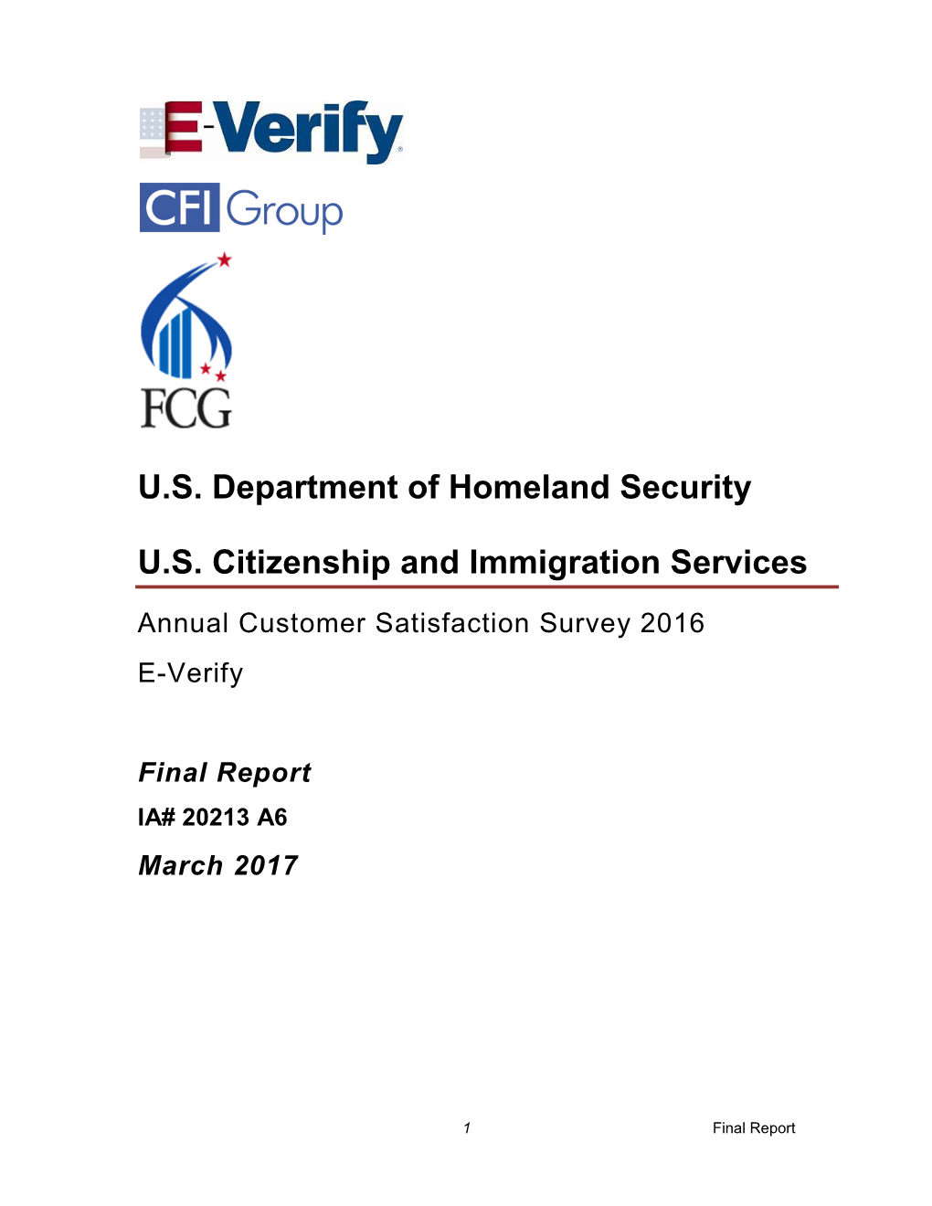 E-Verify Annual Customer Satisfaction Survey 2016