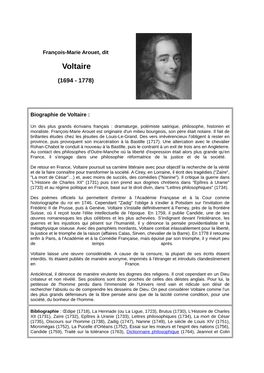 François-Marie Arouet, Dit Voltaire