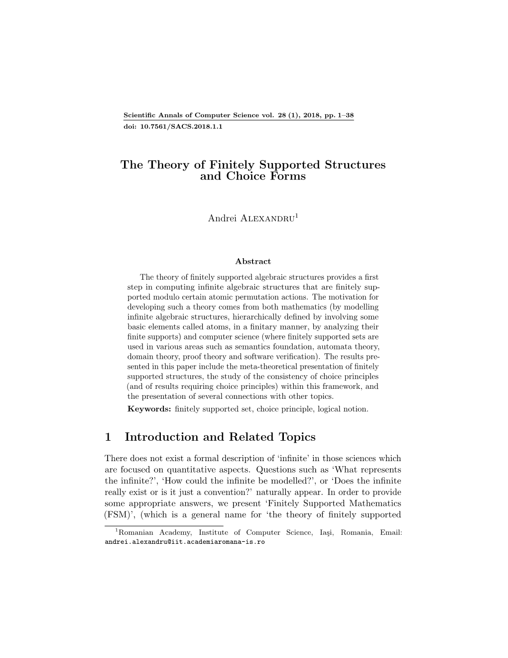 The Theory of Finitely Supported Structures and Choice Forms 11