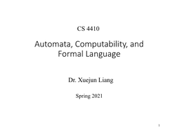 Automata, Computability, and Formal Language