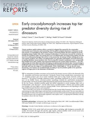 Early Crocodylomorph Increases Top Tier Predator Diversity During Rise Of