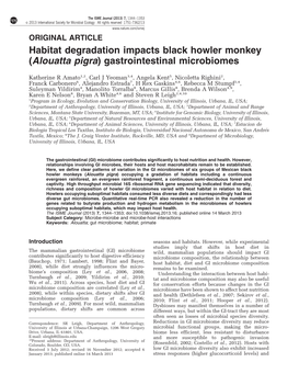 Habitat Degradation Impacts Black Howler Monkey (Alouatta Pigra) Gastrointestinal Microbiomes