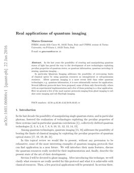 Real Applications of Quantum Imaging