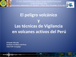 Y Las Técnicas De Vigilancia En Volcanes Activos Del Perú