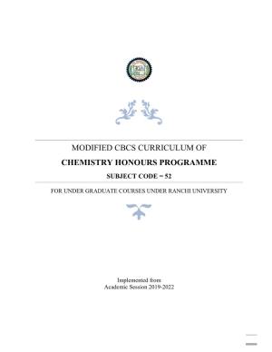 Chemistry Honours Programme Subject Code = 52