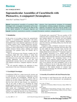 Supramolecular Assemblies of Cucurbiturils with Photoactive, Π