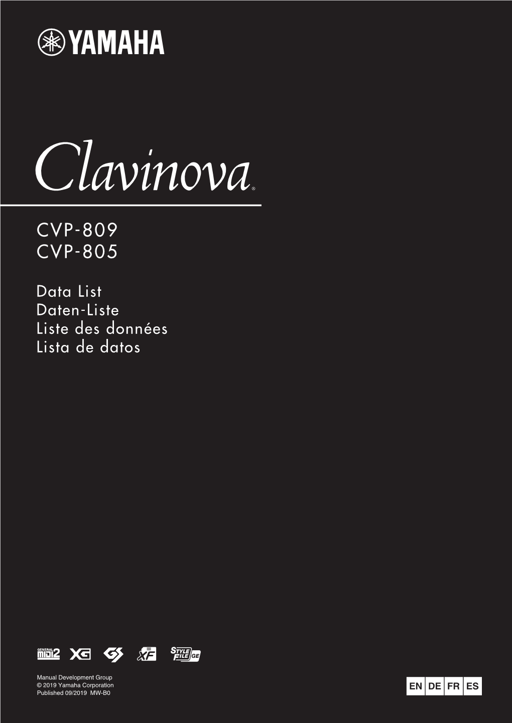 Yamaha Clavinova CVP-809 Data List