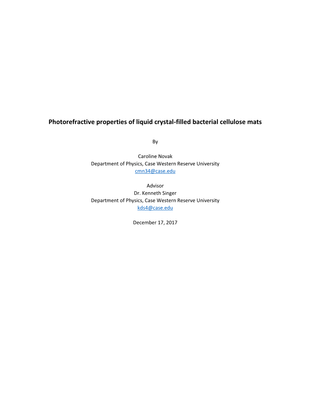 Photorefractive Properties of Liquid Crystal-Filled Bacterial Cellulose Mats