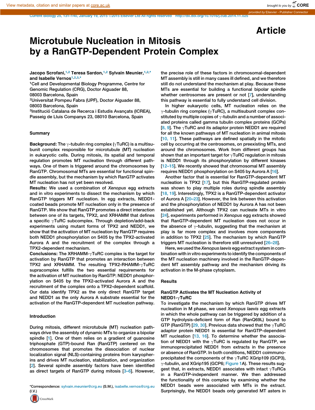 Microtubule Nucleation in Mitosis by a Rangtp-Dependent Protein Complex