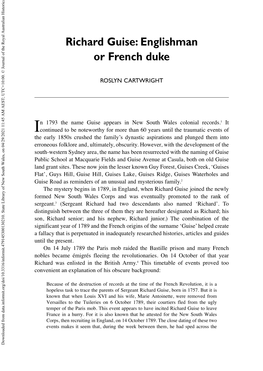 Richard Guise: Englishman Or French Duke