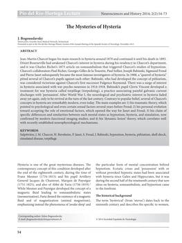 Pío Del Río-Hortega Lecture E Mysteries of Hysteria