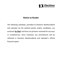 Notice to Reader