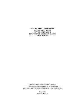 Brooke Area Stormwater Management Study City of Owen Sound Township of Georgian Bluffs Final Report