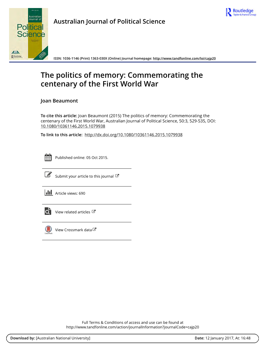 Commemorating the Centenary of the First World War