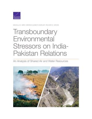 Transboundary Environmental Stressors on India-Pakistan Relations