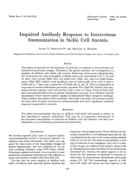 Impaired Antibody Response to Intravenous Immunization in Sickle Cell Anemia