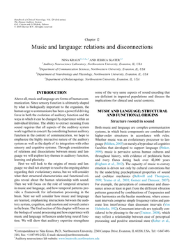 Music and Language: Relations and Disconnections