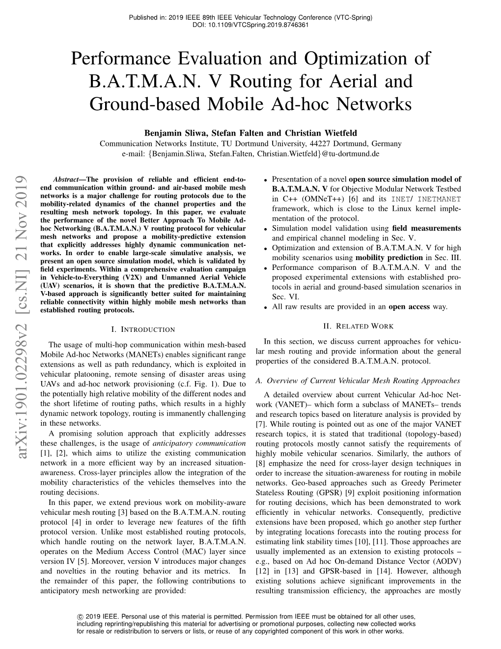 Performance Evaluation and Optimization of B.A.T.M.A.N. V Routing for Aerial and Ground-Based Mobile Ad-Hoc Networks