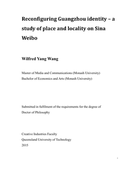 Reconfiguring Guangzhou Identity – a Study of Place and Locality on Sina Weibo