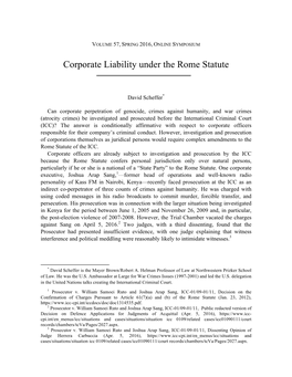 Corporate Liability Under the Rome Statute