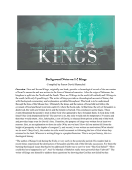 Background Notes on 1-2 Kings