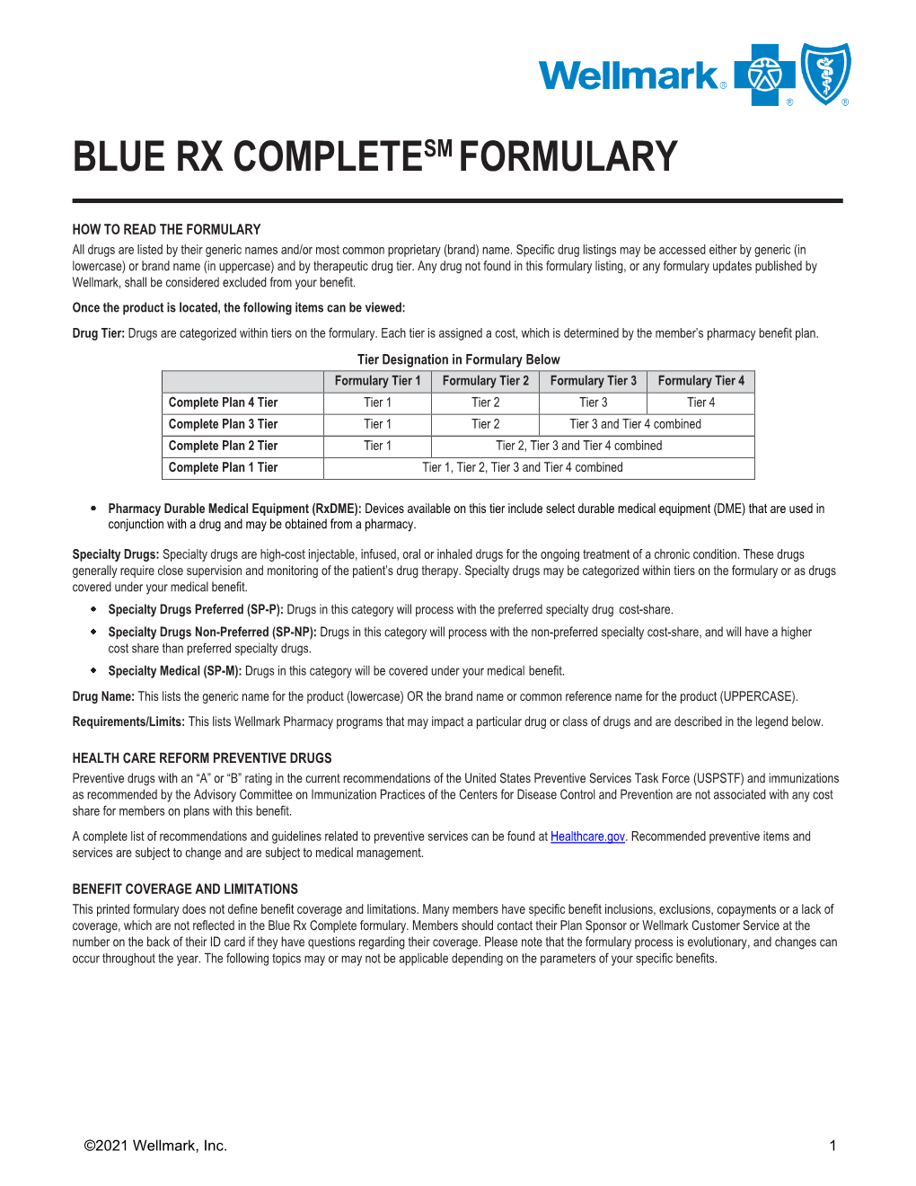 Blue Rx Completesm Formulary