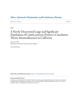 A Newly Discovered Large and Significant Population of Castela Emoryi (Emory’S Crucifixion Thorn, Simaroubaceae) in California Duncan S