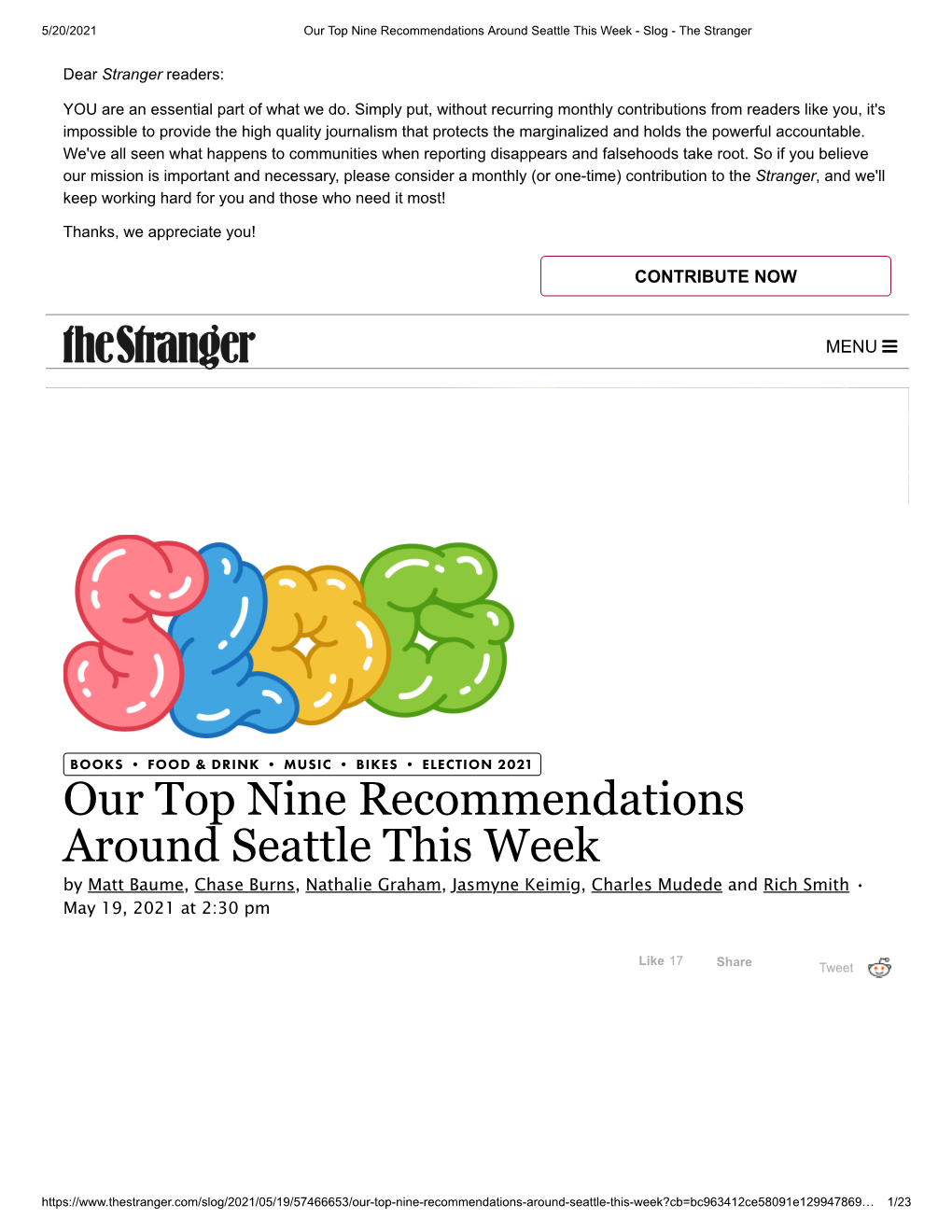 Our Top Nine Recommendations Around Seattle This Week - Slog - the Stranger