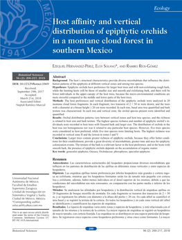 Host Affinity and Vertical Distribution of Epiphytic Orchids in a Montane Cloud Forest in Southern Mexico