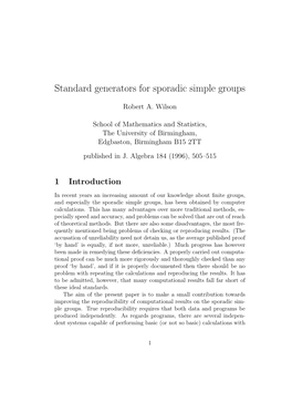 Standard Generators for Sporadic Simple Groups