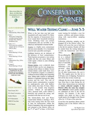 Well Water Testing Clinic—June