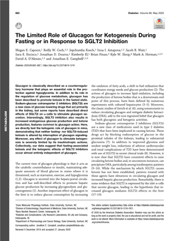 The Limited Role of Glucagon for Ketogenesis During Fasting Or in Response to SGLT2 Inhibition