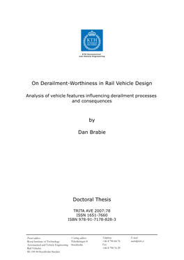Doctoral Thesis on Derailment-Worthiness In