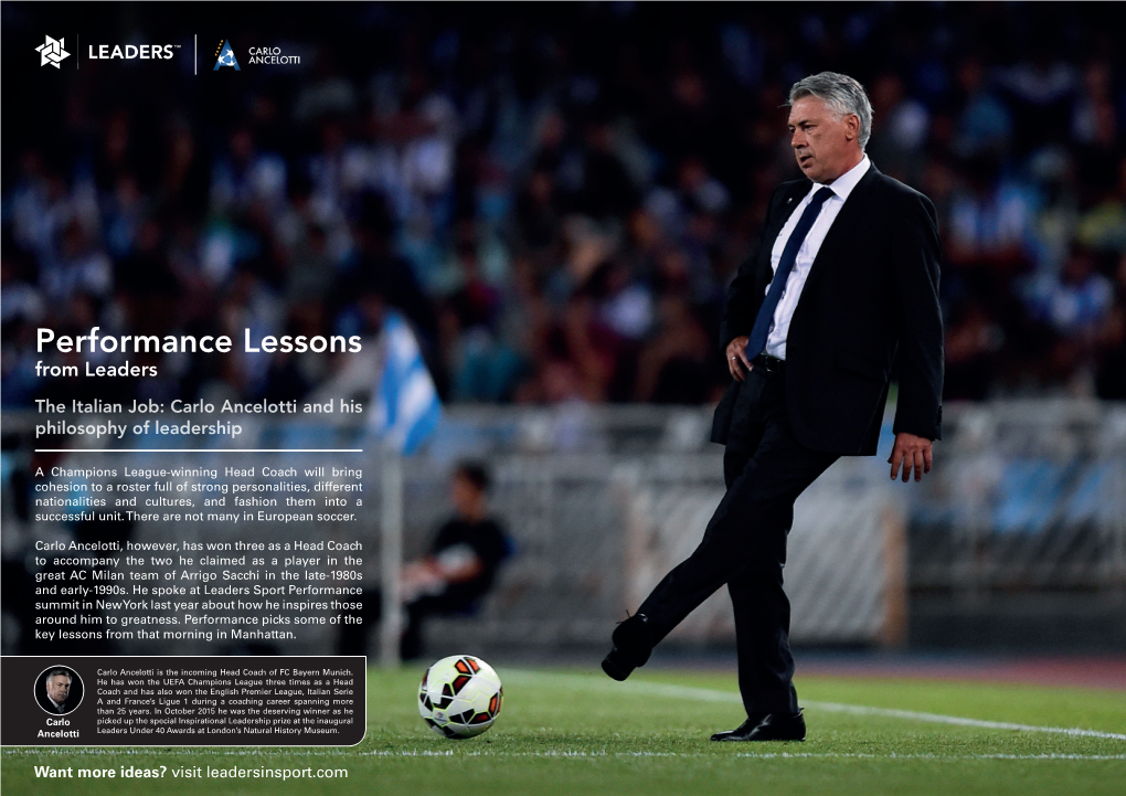 Carlo Ancelotti and His Philosophy of Leadership