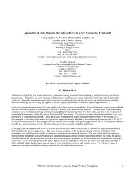 Application of High Strength Microalloyed Steel in a New Automotive Crankshaft