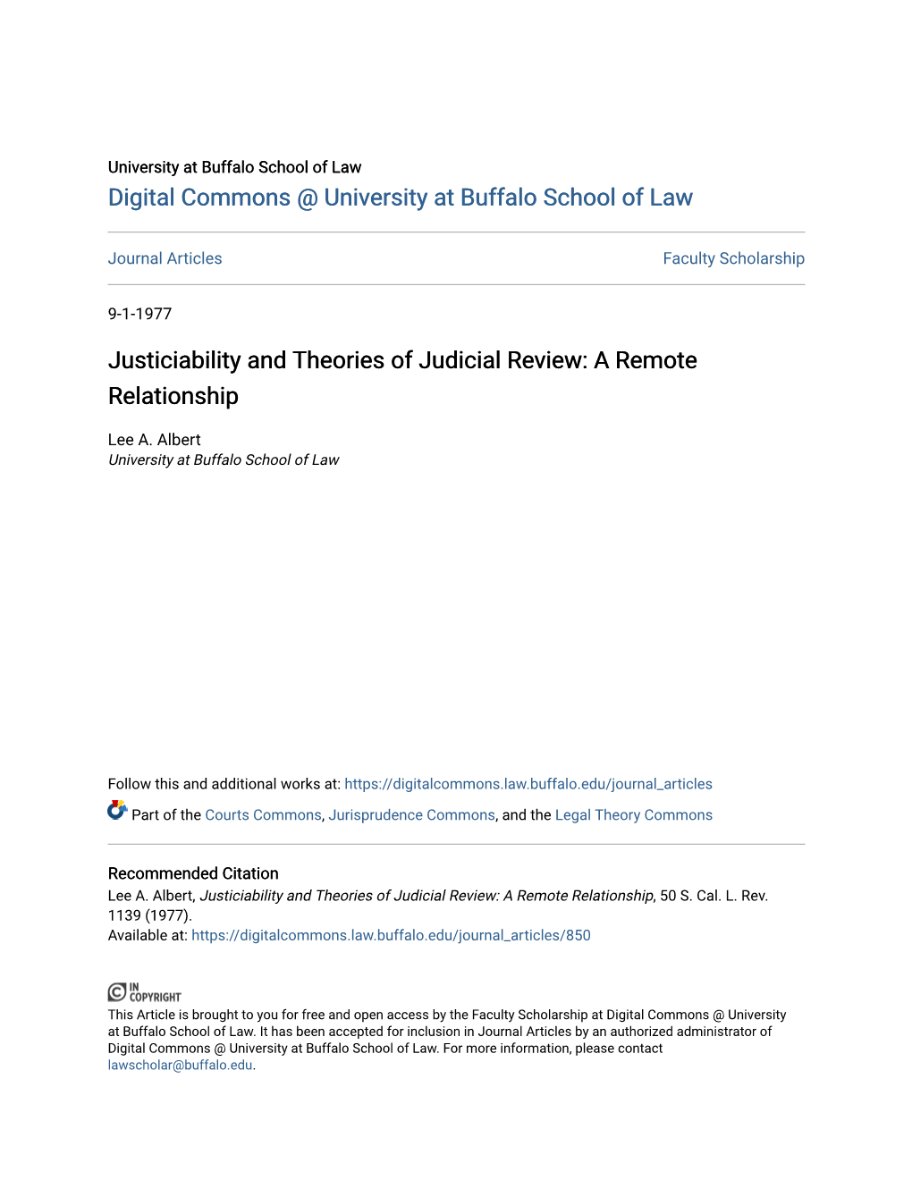 Justiciability and Theories of Judicial Review: a Remote Relationship