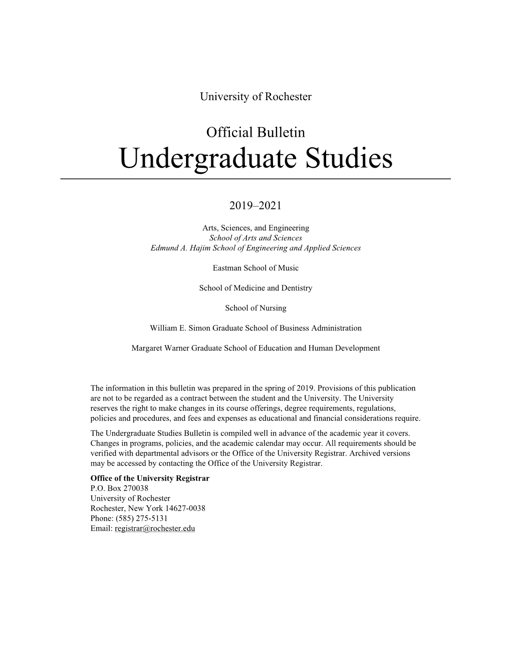 Undergraduate Studies