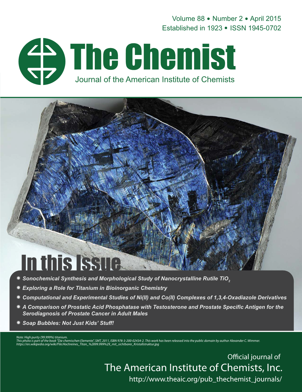 The Chemist Journal of the American Institute of Chemists